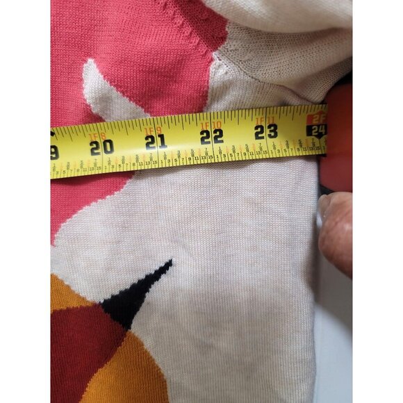 Chicos Abstract Multicolor V-Neck Long Sleeve Sweater XL Cotton & Rayon Blend - Picture 7 of 9